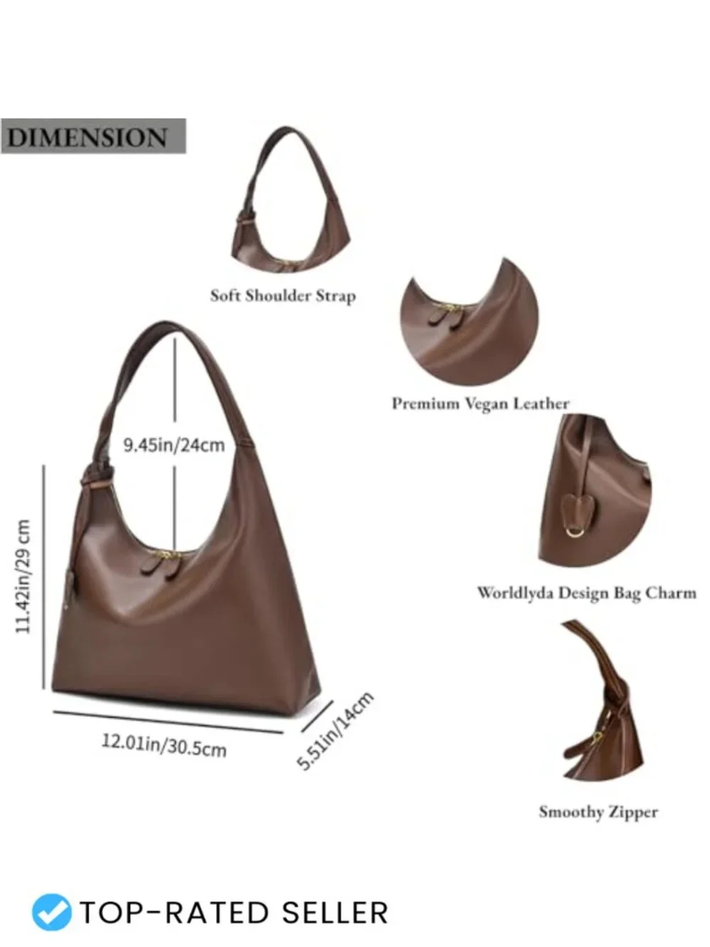 Women's Slouchy Hobo Purse Vegan Leather Shoulder Bag Tote Handbag